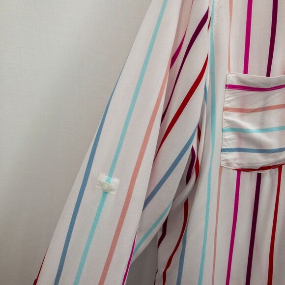 Ana Button Front Blouse Double Breast Pocket Striped Size PXL - Picture 4 of 8